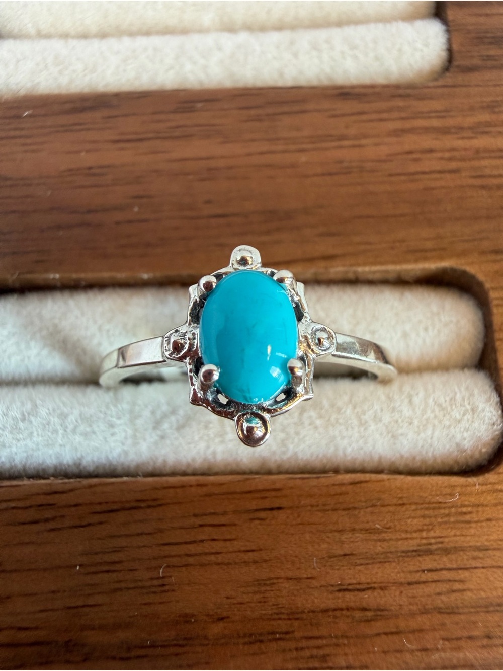 Sterling Silver Turquoise Oval Ring - Blue Gemstone